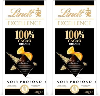EXCELLENCE NOIR 100% CACAO ORANGE Tablette 50 g (Lot de 2)