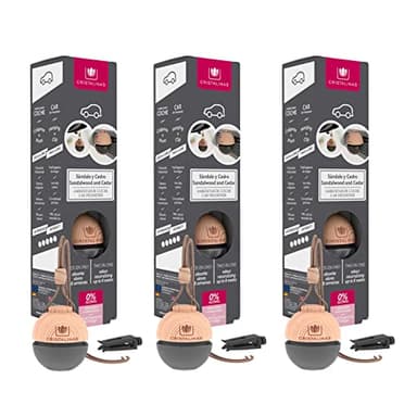 CRISTALINAS Désodorisant de voiture - Absorbe les mauvaises odeurs de votre véhicule avec un agréable parfum de bois de santal et de cèdre (PACK 3)