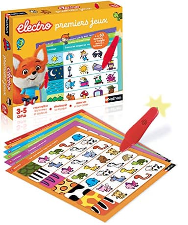 Nathan Nathan - Electro Premiers Jeux - Reconnaitre les Formes et les Couleurs - Jeu Educatif Electronique - 1 Stylo Sonore et Lumineux Inclus - Pour Enfants de 3 à 5 ans