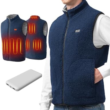 LABCOOL Gilet Chauffant Homme Femme - Veste Chauffante en Polaire avec Chauffage 6 Zones et 3 Niveaux - Alimentation USB avec Powerbank 10000mAh - Lavable en Machine