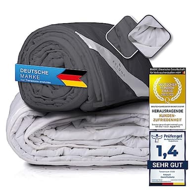 Feluna Couverture lestée XXL, 155 x 200 cm, couverture thérapeutique, 8 kg, couverture anti-stress, couverture de relaxation, pour l'anxiété et les troubles du sommeil, grise