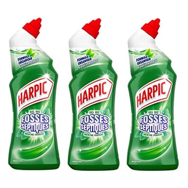 HARPIC Lot de 3 Gels WC Fosses Septiques Menthe - 750 ml