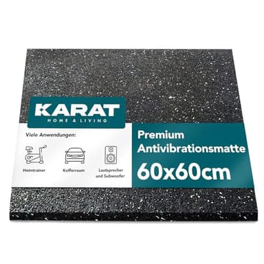 KARAT Tapis Antivibration 60 x 60 cm, 2 cm d’épaisseur - Tapis Antivibration Découpable pour Machine à Laver & Sèche-linge, Tapis en Caoutchouc, Sous-machine à Laver, Tapis Insonorisant, Tapis en