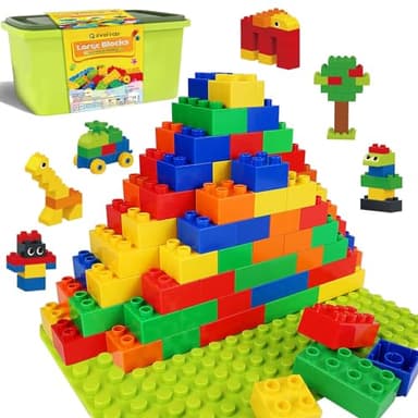 shineFinder Brique de Construction, Compatibles Gros Blocs de Construction, Grands Blocs de Construction pour Les Tout-Petits à partir de 2 Ans avec boîte en Pierre