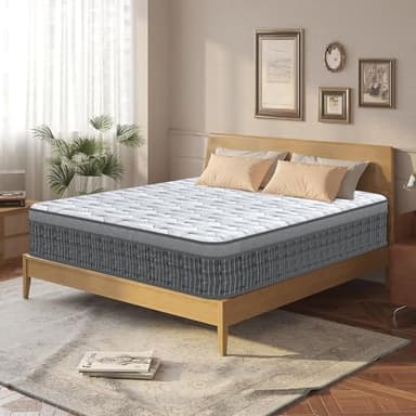 Matelas 160 x 200 cm, Matelas à Ressorts Ensachés et à Mémoire de Forme, Certifié Oeko-Tex, 9 Zones de Soutien Différencié, Hypoallergénique, Respirant, Amélioration de la Qualité du Sommeil, Ép 27 cm