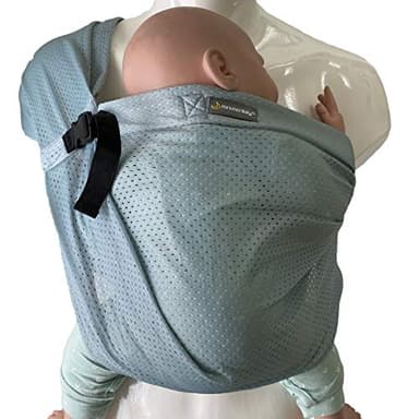 Minimonkey - Porte-bébé Mini Sling vert pour nouveau-né à partir de la naissance (0-2 ans) jusqu'à 15 kg - Sac de transport d'été imperméable ergonomique sur le ventre - Port en position M - Système