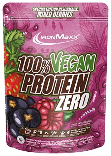 IronMaxx 100% Vegan Protein Zero - Mixed Berries 500g | Poudre de protéine sans sucre et riche en protéines composée de 4 ingrédients | Poudre de protéine véganes sans aspartame