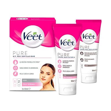 VEET Kit complet Épilation Visage, Crème Épilatoire et Crème Post Épilation, 2x 50 ml