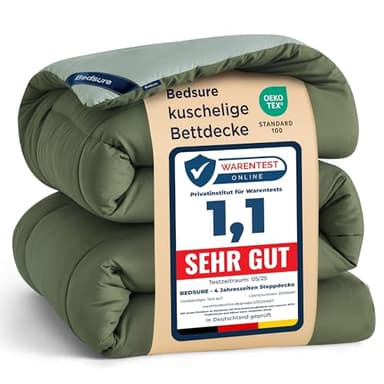 Bedsure Couette 240x220 Quatre Saisons Toute l'Année - Couette sans Housse 240x220cm 300GSM - 4 Saisons Reversible Vert Bronze/Vert Iceberg, Duvet Doux et Chaud pour Allergiques