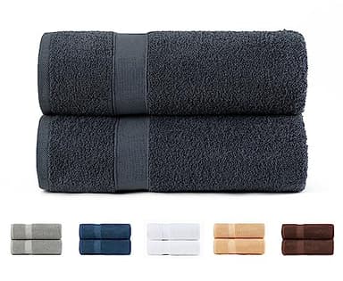 Todocama Lot de 2 Grandes Serviettes de Bain 100% Coton 550 g/m² Extra Douces, très absorbantes et à séchage Rapide. Dimensions : 100 x 150 cm, Couleur Gris foncé.