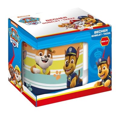 p:os handels GmbH POS 29460088 - Paw Patrol Drinking Cup for Boys in Gift Box, Porcelain, Approx. 200 ML