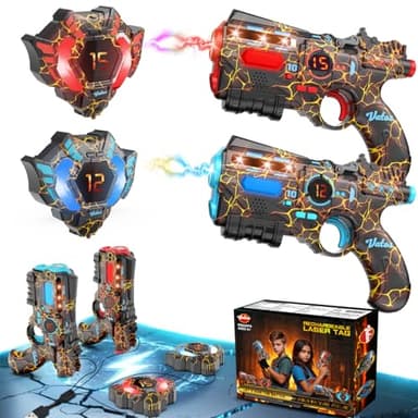 VATOS Laser Tag Rechargeable 2 Joueurs - 2 Pistolets et 2 capteurs de Veste entièrement synchronisés avec Les données 2.4GHz - Jouets et idées d'anniversaire Laser Tag Gun pour Les Enfants
