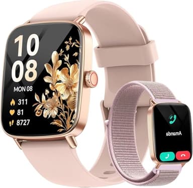 Montre Connectée Femme avec Appel Bluetooth,1.85" Smartwatch Femme pour iOS/Samsung/Android,120+ Modes Sport/Fréquence Cardiaque/Sommeil/SpO2,Fitness Podomètre étanche IP68 Montre Intelligente