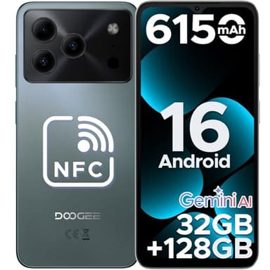 DOOGEE Note56 Pro Android 16 Telephone Portable, 6150mAh 32Go+128Go Smartphone Pas Cher13MP+8MP Écran 6.56" HD+/90Hz, TF 2To Débloqué 4G Dual SIM, Octa Core, Face ID/OTG