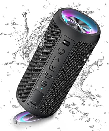 Ortizan Enceinte Bluetooth Portable sans Fils.lumière LED, IPX7 Lecture 30H, Volume Plus Fort et Basses améliorées,Durable pour Les Voyages, l'extérieur