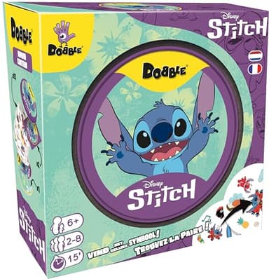 Asmodee - DOBBLE : Stitch - Jeux de société - Jeu de Cartes, rapidité et Observation - Jeu Famille et Enfants à partir de 6 Ans - 2 à 8 Joueurs - Version Française et Néerlandaise
