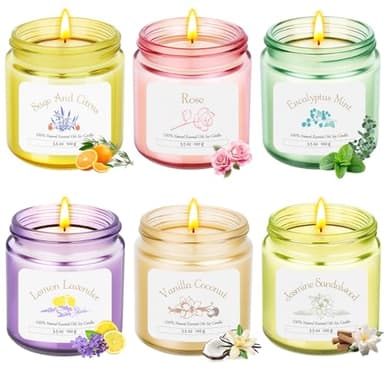 Bougies parfumées en pot | Lot de 6 * 101.4g de bougies parfumées cadeau pour femmes, bougies de soja pour aromathérapie et relaxation | Bougies de Noël avec une durée de combustion de 150 heures |