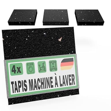 4 Tapis Anti-Vibrations Machine à Laver & Sèche-Linge 90x90x3 mm - Tapis Anti-Bruit Lave Linge Support Caoutchouc Recyclé Fabriqué en Allemagne