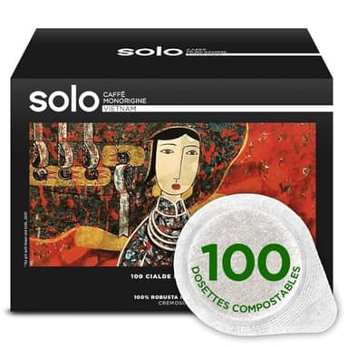 SOLO - Caffè Monorigine Vietnam, Dosettes de café E.S.E. 44 mm, Monodose, 100% Robusta Naturel, Conditionnement de 100 Pièces, Dosettes Compostables