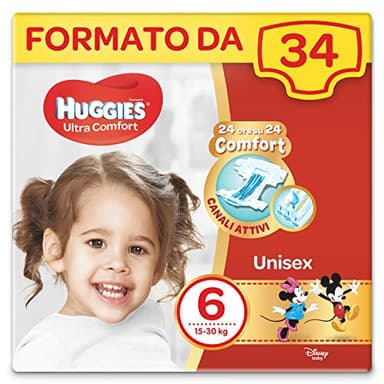 Huggies Couches Ultra Comfort Taille 6 (16-30kg), lot de 34 couches
