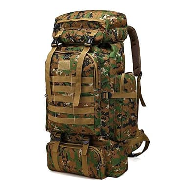 Kabxhueo Sac à dos de randonnée homme 60L-80L sac à dos militaire tactique étanche sac à dos de survie MOLLE grand sac a dos randonnee voyage pour l'escalade, le camping, le chasse,Jungle Camouflage