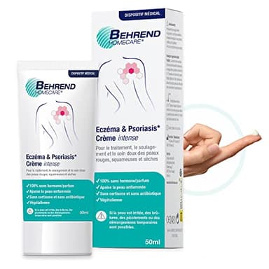 Behrend - Crème contre le psoriasis, l'eczéma et la neurodermite en cas de peau rouge, sèche & squameuse - réduit des démangeaisons & apaise la peau enflammée - Produit médical sans cortisone