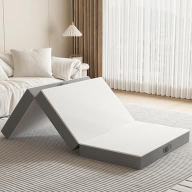 MOLPHIT Matelas Pliable 2 Personne Adulte 140X200X15cm, Matelas d'Appoint Pliable en 3 Parties avec Housse Lavable de Sol pour Voiture, Camping, Voyage et Invités