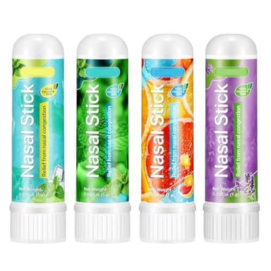 Nasal Stick 4 Pack, Soulagement Rapide d'un Nez Bouché, Améliore la Respiration et Stimule la Concentration