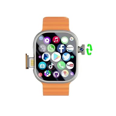 DW100 Montre intelligente 4G/5G LTE Android 10.0 Caméra rotative à 180 ° 64 Go ROM WiFi GPS Carte SIM 2,29" Amoled Play Store Montre intelligente (orange argenté, 3 Go 32 Go)