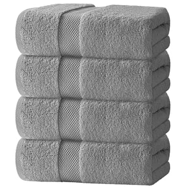 White Classic Lot de 4 grandes serviettes de bain de luxe en coton ultra doux, 700 g/m², 68,6 x 137,2 cm, très absorbantes et à séchage rapide – Serviettes d'hôtel pour salle de bain – Serviettes de