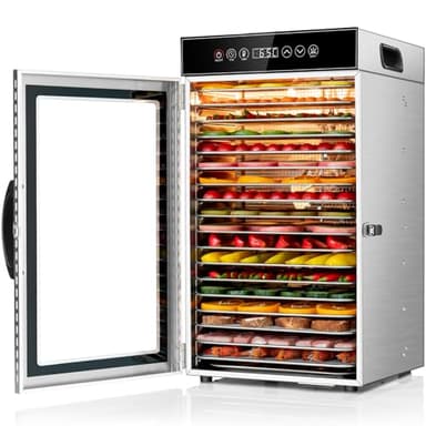 Kwasyo Déshydrateur Alimentaire Professionnel 18 Plateaux, 800W Déshydrateur en Acier Inoxydable avec Circulation d’Air à 360°, Grande Capacité pour Viande, Fruits, Légumes, Herbes