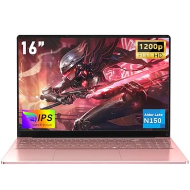 NAIKLULU 16 Pouces Ordinateur Portable Gaming, N100 Processor(1,0 à 3,4GHz) RAM 16GB SSD 1TB Pc Portable Gamer Laptop 2025 Computer, 1920X1200P/Clavier Complet Rétroéclairé/Webcam/Touchpad/6000Mah