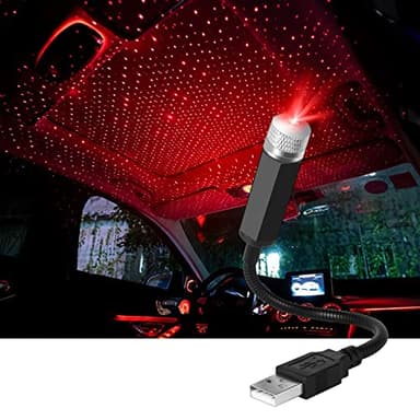 URAQT Lumière D'ambiance, Lampe de Toit USB pour Voiture Atmosphère Ciel étoilé LED Projecteur Rouge Veilleuse Réglable Plusieurs Modes, Romantique Lumière pour Maison/Fête