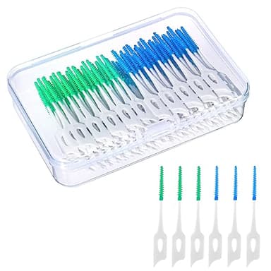 200 Pcs Brossettes Interdentaire, Brossette Dentaire Cure Dent Brossette Bâtonnet Interdentaire, Fil Dentaire Outil de Nettoyage de Dents pour Inter Dentaire Hygiène Interdentaire (Bleu, Vert)