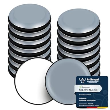 VABNEER Patins de Meubles, 16 Pièces PTFE Téflon Rondes Auto-adhésives Coulisses de Meubles Adaptés Aux Sols et Tapis Lisses (Ronds, 19 mm)