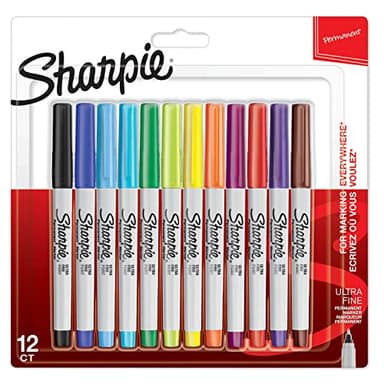 Sharpie marqueurs indélébiles | pointe ultra fine | assortiment de couleurs à encre permanente | Lot de 12