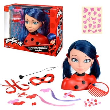 BANDAI - Miraculous Ladybug - Tête à coiffer Miraculous Deluxe 21cm - Tête à coiffer Marinette + 30 Accessoires - Licence Officielle Miraculous - Jouet Enfant 4 Ans et + - P50247