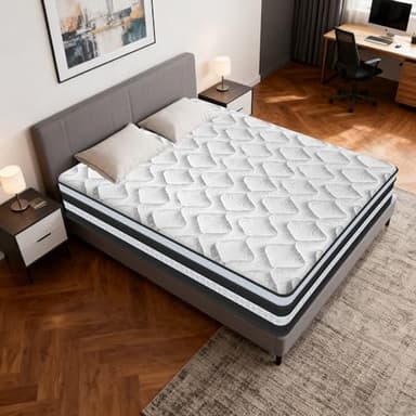 Matelas 160x200 - Épaisseur 26 cm, Mémoire de Forme et Ressorts Ensachés - Certifié Oeko-TEX - 7 Zones Ergonomique - Sommeil Profond - Fermeté Moyenne - Ergonomique - Respirant - Anti-Acariens