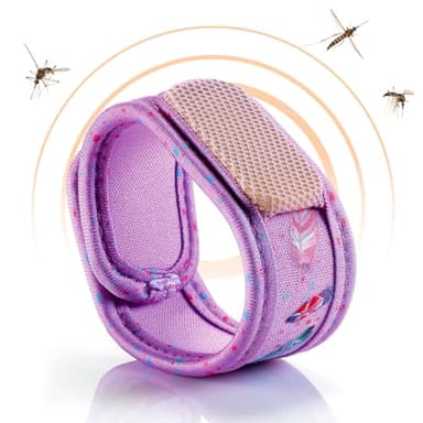 PARAKITO - Bracelet Anti-Moustiques Réutilisable - 2 Plaquettes Incluses aux Huiles Essentielles - 1 Mois de Protection - Sans DEET - Taille Junior 3+ (Plumes)