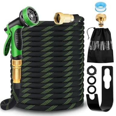 Tuyau d'Arrosage Extensible 15m Léger - 10 Modes de Pulvérisation, Raccords en Cuivre Antifuite | Pour Jardin, Lavage Voiture, Animaux Domestiques