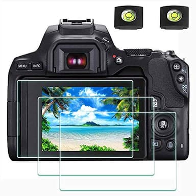 ULBTER EOS 250D Film Protecteur D'écran pour Canon EOS 250D et Housse de Sabot Protecteur Verre Trempé 0,3 mm Dureté 9H Anti-Rayure Anti-Trace - Lot de 3