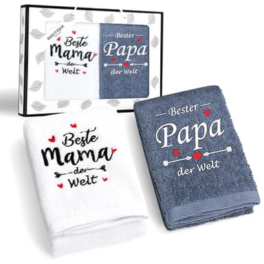FHzytg Serviette de douche - 35 x 75 cm - Cadeaux pour maman et papa - Meilleure maman et papa du monde - Cadeaux d'anniversaire pour parents