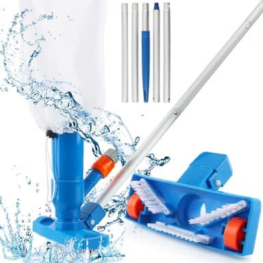 Aspirateur de Piscine, dellyy Kit d'entretien pour Piscine, Balai Aspirateur Piscine Filtre, avec Sac Filtrant et Perche Réglable pour Le Nettoyage des Piscines, Étangs, Fontaines, Etc