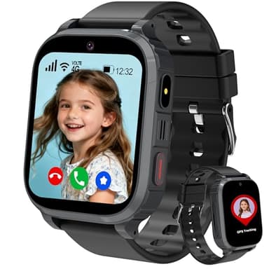 Tzzulsx 4G Montre Connectée Enfant GPS, Montre GPS Enfant Tracker avec WiFi Appel Vidéo SOS Chat Familial Jeux Mode Classe, Montre Telephone avec SIM Cadeau Filles Garçons