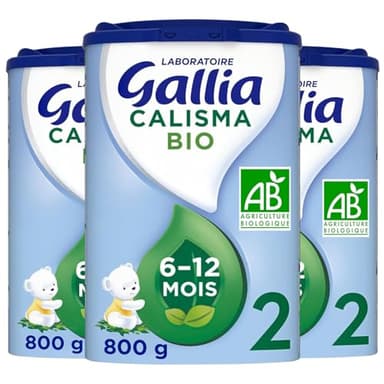 Laboratoire Gallia - Calisma 2 BIO - Lait Bébé 2ème âge - Lait Infantile Bio de 6 à 12 Mois - en Poudre - Sans Huile de Palme - Lot de 3x800g