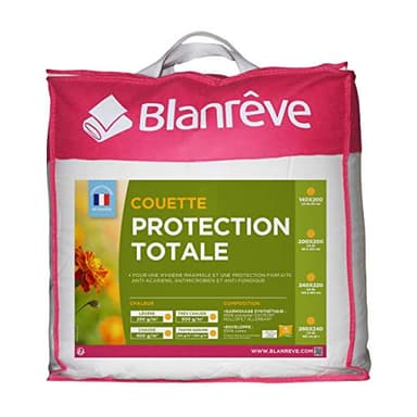 Blanrêve - Couette Protection Totale Chaude - Anti Acariens et Anti Bactériens - pour lit de 1 personne - Fabriquée en France - 140x200 cm