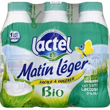 Lactel Matin Léger Sans Lactose, Bio, 6 x 1L