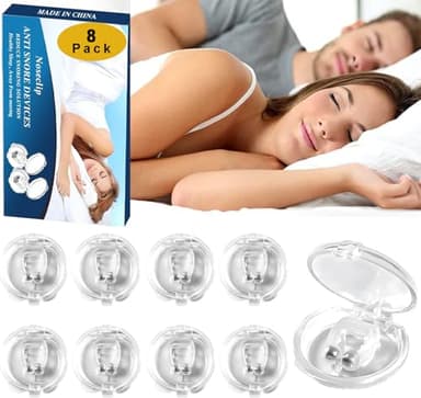 Pince Nez Anti-Ronflement, Anti Ronflement Dilatateur Nasal, Efficace Anti Ronflement pour Un Sommeil Confortable Et Plus Calme Dispositifs, Réutilisable, 8 Pack