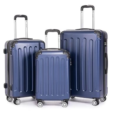 Boleedy Set Valise 3 Pièces (55/66/76cm),Lot Valise Rigide ABS Grande Taille Durable,Ensemble Valise de Voyage avec 4 roulettes 360°,Sets de Bagages