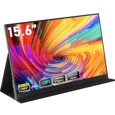 HONGO Moniteur Portable, Laptop Écran Portable 15,6" 1080P IPS Écran PC Portable Haut-parleurs Intégrés, Moniteur pour Ordinateur Portable, PC, Mac, X-Bo, Switch, Deuxième Ecran Portatif USB C